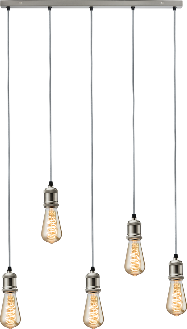 Knightsbridge CALVI5BBC CALLA - 230V E27 Vintage 5 Light Bar Pendant - Brushed Chrome Knightsbridge - Sparks Warehouse