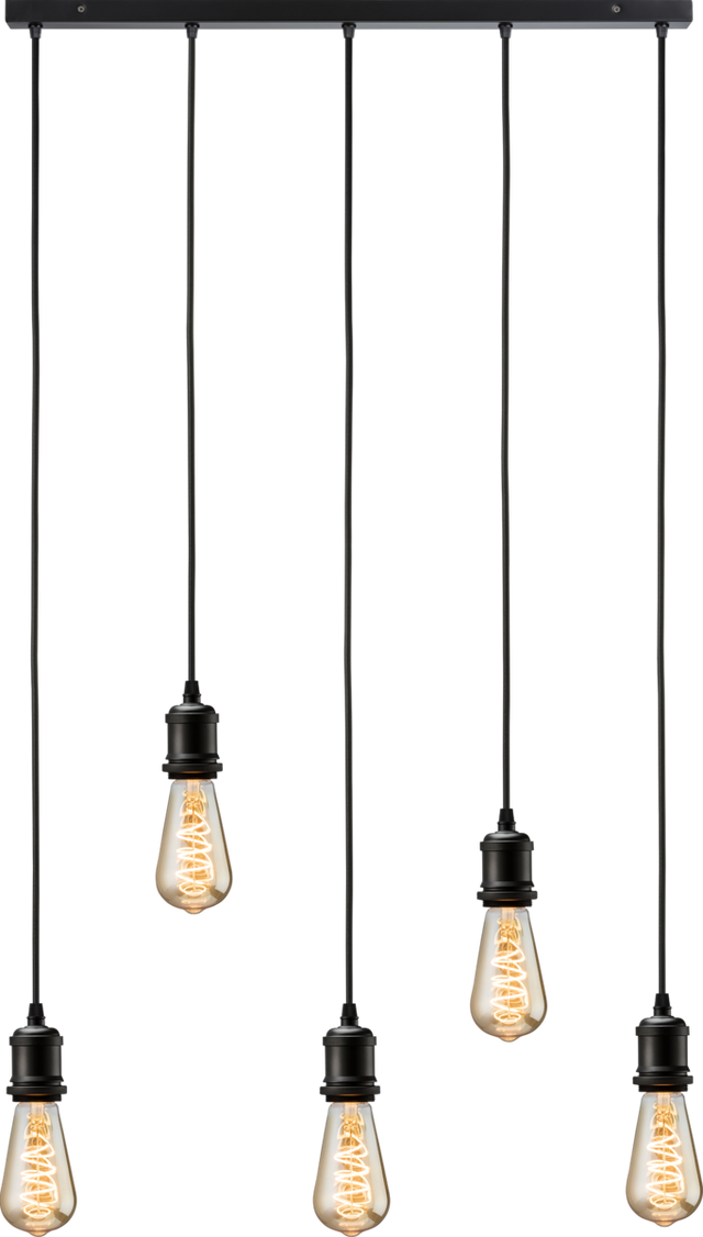 Knightsbridge CALVI5BMB CALLA - 230V E27 Vintage 5 Light Bar Pendant - Matt Black Knightsbridge - Sparks Warehouse