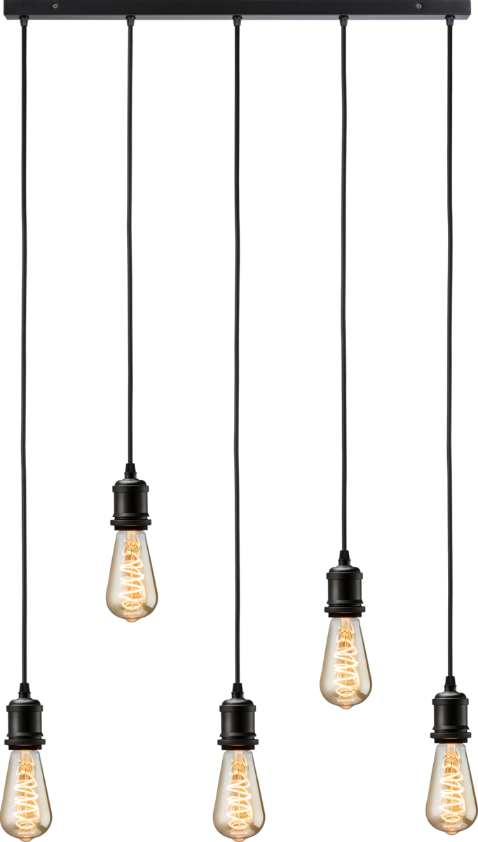 Knightsbridge CALVI5BMB CALLA - 230V E27 Vintage 5 Light Bar Pendant - Matt Black Knightsbridge - Sparks Warehouse