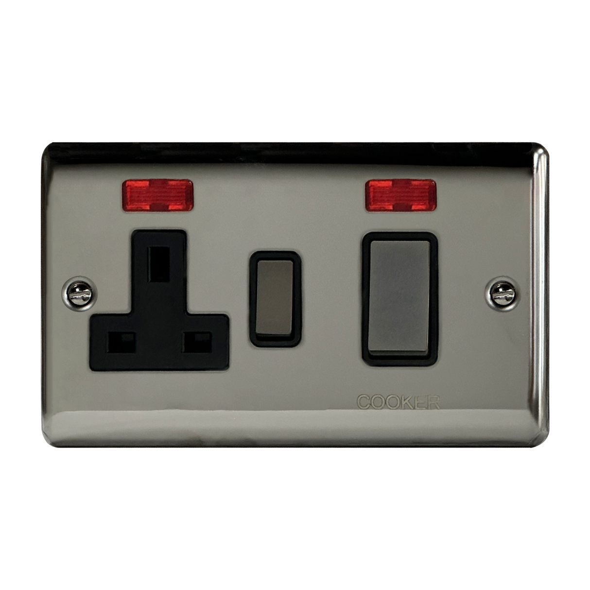 Caradok 45A DP Cooker Control Unit c/w Neon Black Nickel