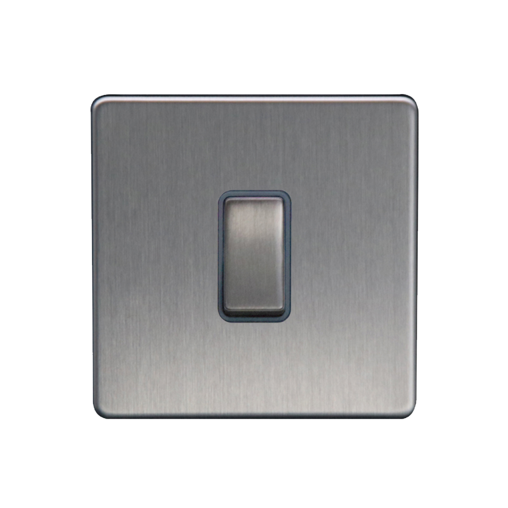 Caradok - The Flat - Screwless 10A Retractive Switch Brushed Chrome Grey Insert