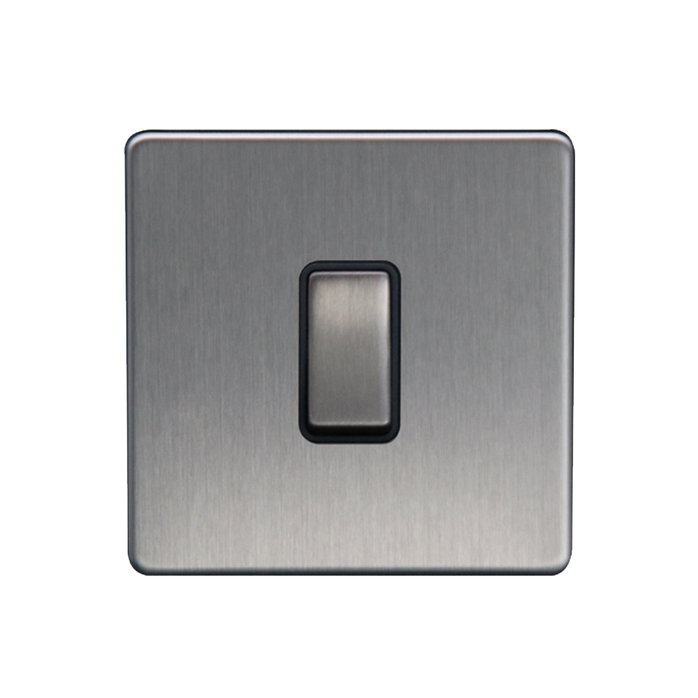 Caradok - The Flat - Screwless 1G Intermediate 10A Switch Brushed Chrome