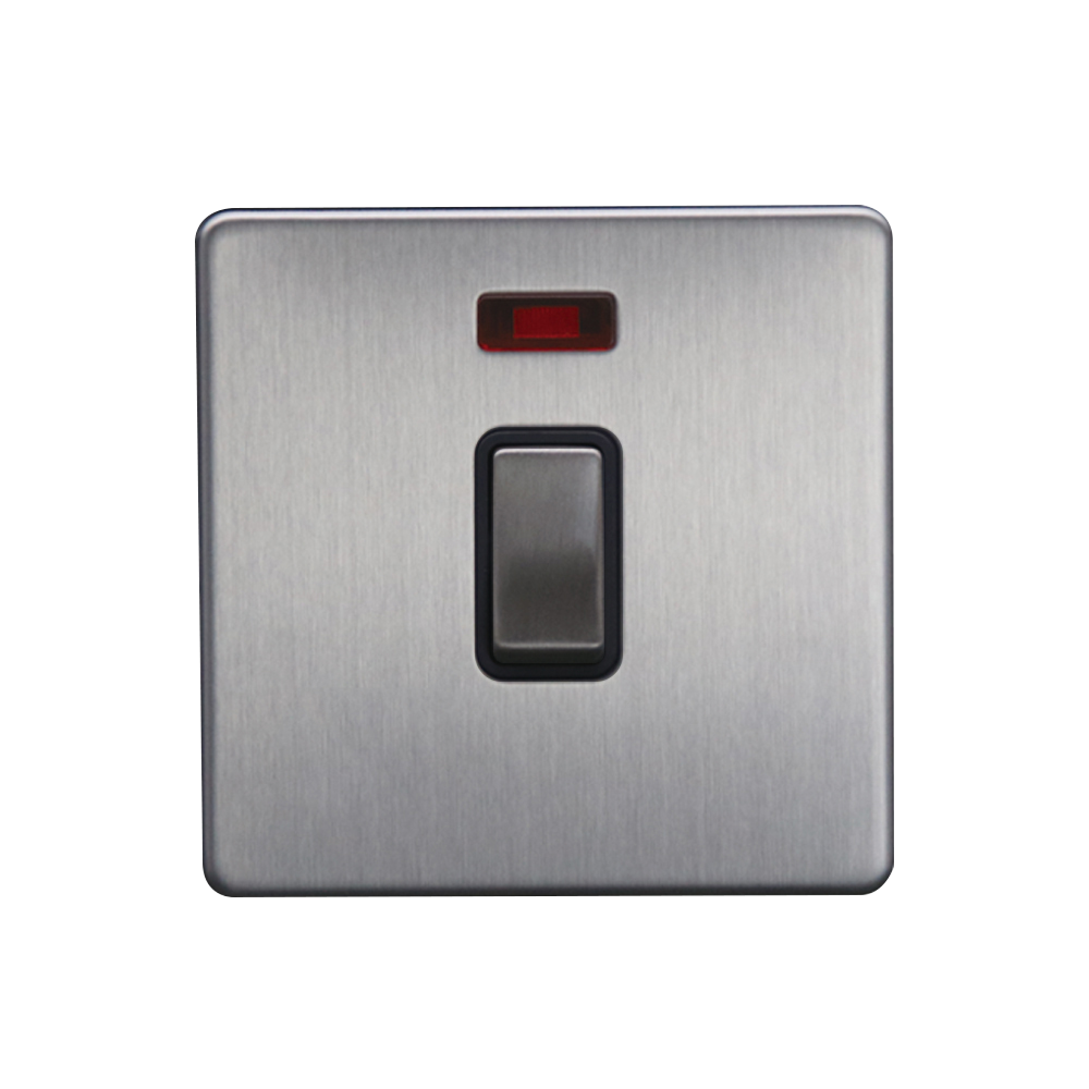 Caradok - The Flat - Screwless 20A DP Switch c/w Neon Brushed Chrome