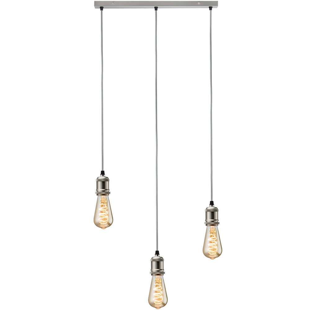 Knightsbridge CALVI3BBC CALLA - 230V E27 Vintage 3 Light Bar Pendant - Brushed Chrome Knightsbridge - Sparks Warehouse