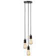 Knightsbridge CALVI3PMB CALLA - 230V E27 Vintage 3 Light Pendant - Matt Black Knightsbridge - Sparks Warehouse