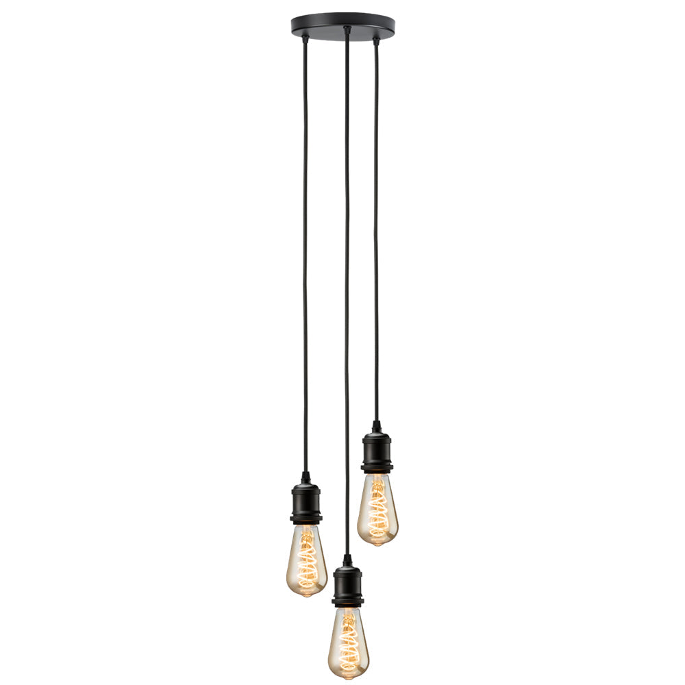 Knightsbridge CALVI3PMB CALLA - 230V E27 Vintage 3 Light Pendant - Matt Black Knightsbridge - Sparks Warehouse