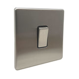 Caradok - The Flat - Screwless 1G 2Way 10A Switch Brushed Chrome with Black Inserts