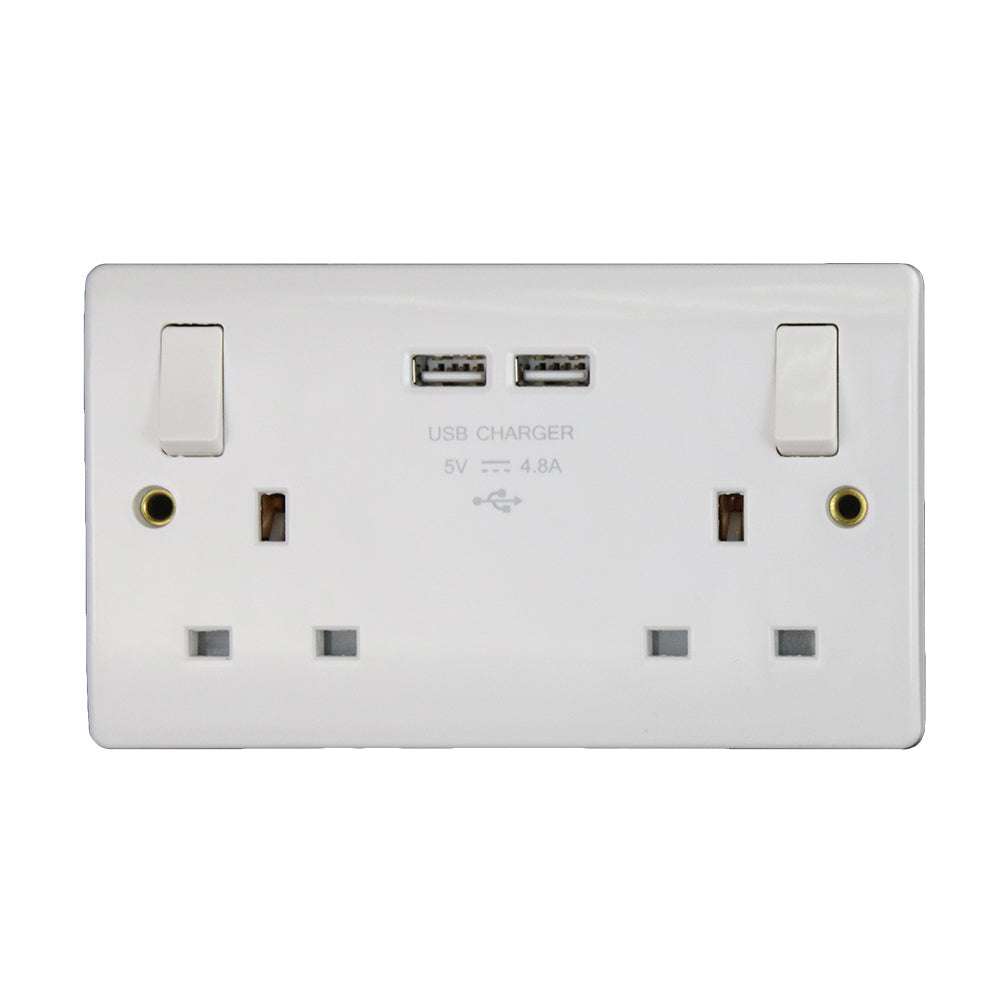 Caradok 2G 13A Switched Socket 2 USB A 4.8A