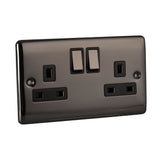 Caradok 2 Gang Double Pole switched socket - Black Nickel - Caradok