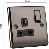 Caradok 1 Gang Double Pole Switched Socket - Black Nickel - Caradok