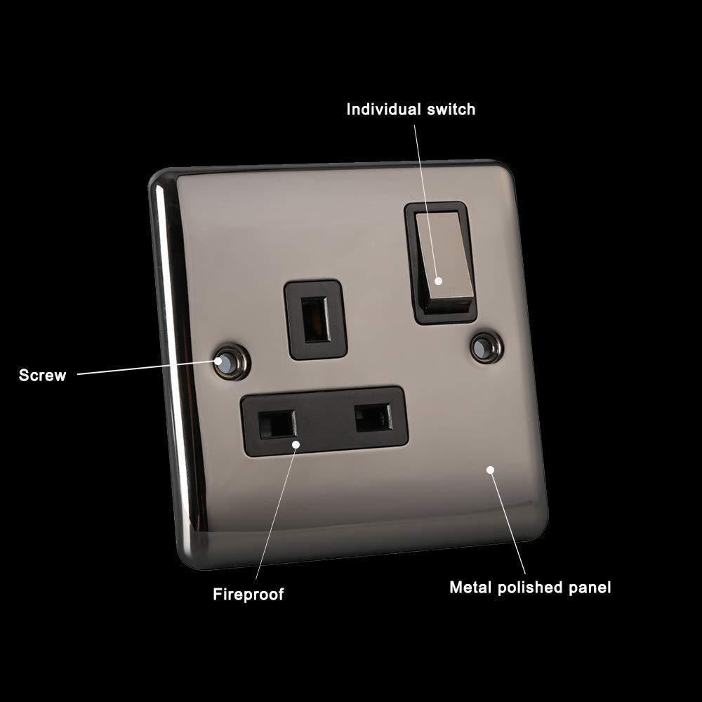 Caradok 1 Gang Double Pole Switched Socket - Black Nickel - Caradok