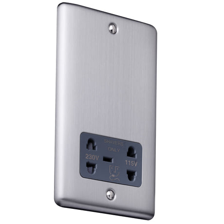 Caradok Shaver socket Brushed Chrome, Metal Switch, Grey Insert - Caradok