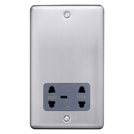 Caradok Shaver socket Brushed Chrome, Metal Switch, Grey Insert - Caradok