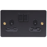 2G Matt Black Socket - Brass Screws - Caradok