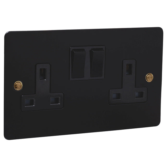 2G Matt Black Socket - Brass Screws - Caradok