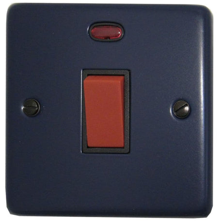 CRB46B Standard Plate Blue 45 Amp DP Cooker Switch & Neon Single Plate