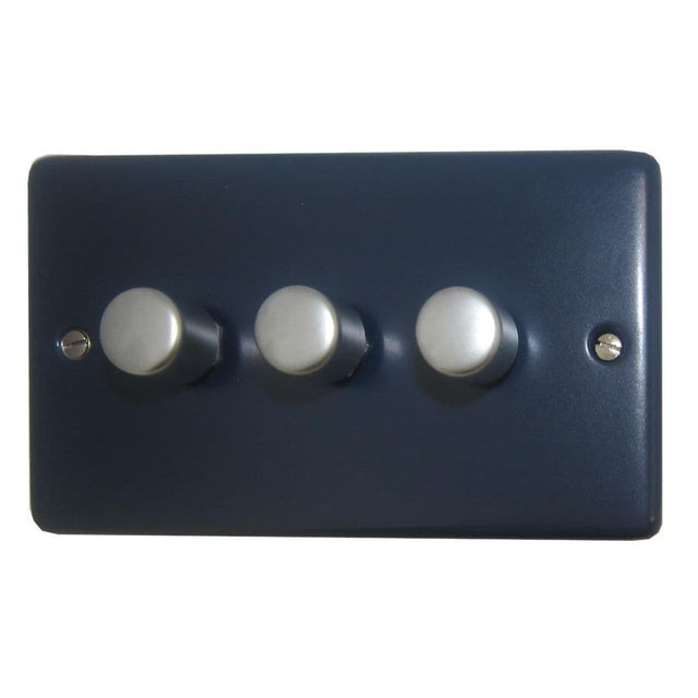 CRB513-SS Standard Plate Blue 3 Gang 1 or 2 Way V-Pro LED Dimmer Switch