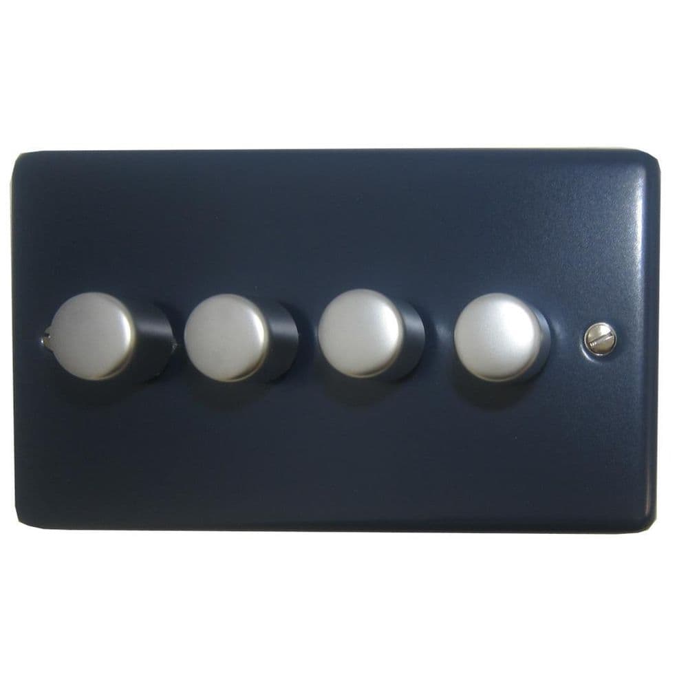 CRB514-SS Standard Plate Blue 4 Gang 1 or 2 Way V-Pro LED Dimmer Switch