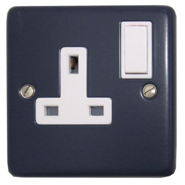 CRB9W Standard Plate Blue 1 Gang Single 13A Switched Plug Socket